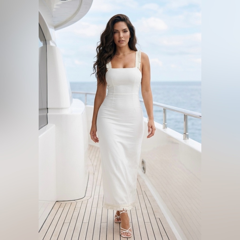 La Ligne White Square-Neck Maxi Dress